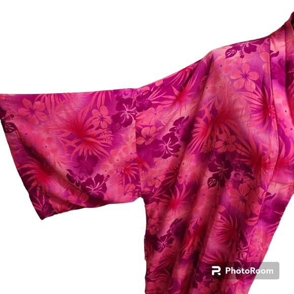 Hibiscus Collection Hawaii 100% Rayon Beach cover / Kimono style robe Pinks - Picture 5 of 7